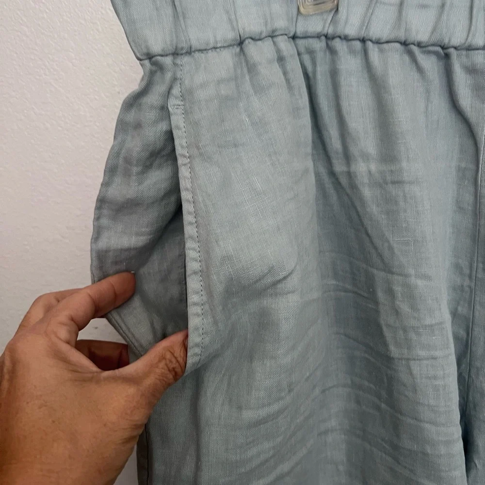 Eileen Fisher Light Gray Linen-Blend Casual Chinos - Picture 2 of 5